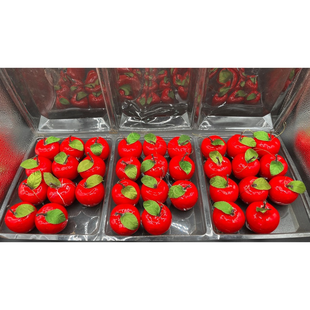 33pc Red Apple Ornaments Glossy Artificial Fruit Christmas Decor Lacquered Decor